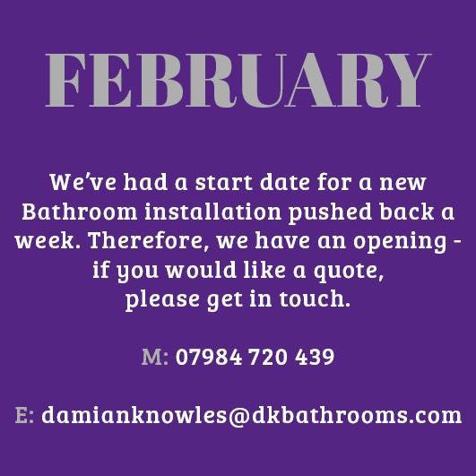 February 2017 - we have an opening!